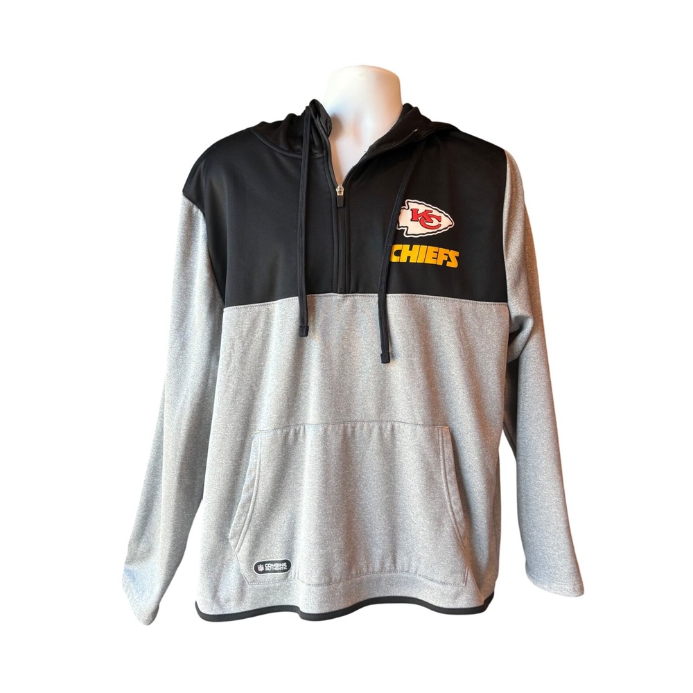 Kansas City Chiefs NFL Team Apparel Combine Authentic Hoodie  Gray Black Large